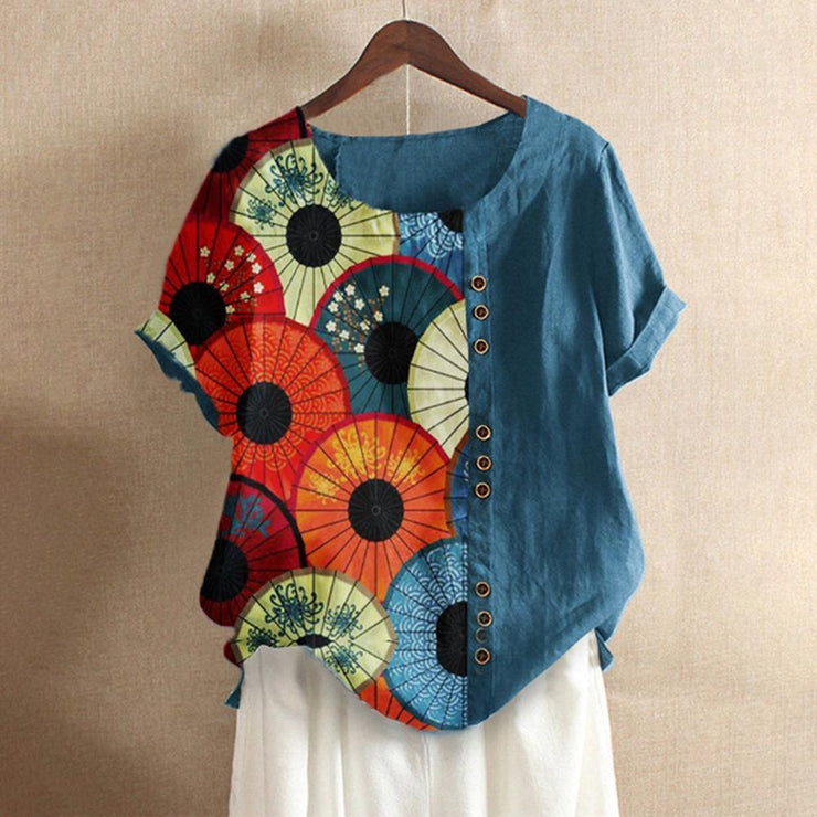 Fresh Print Round Neck Top