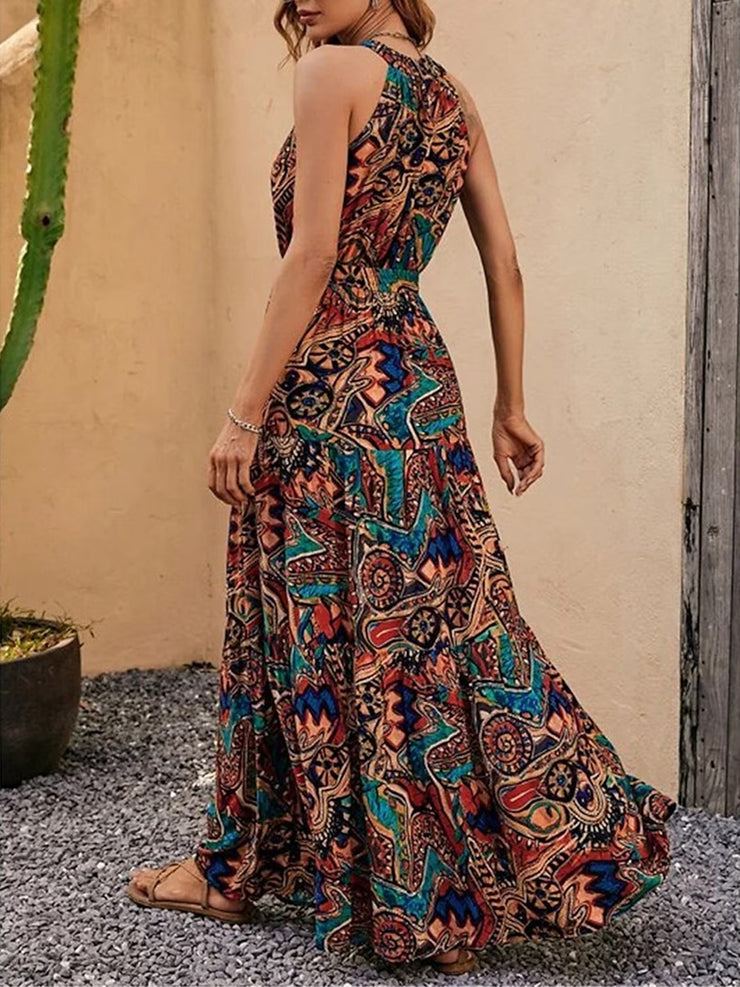 Special print halter maxi dress