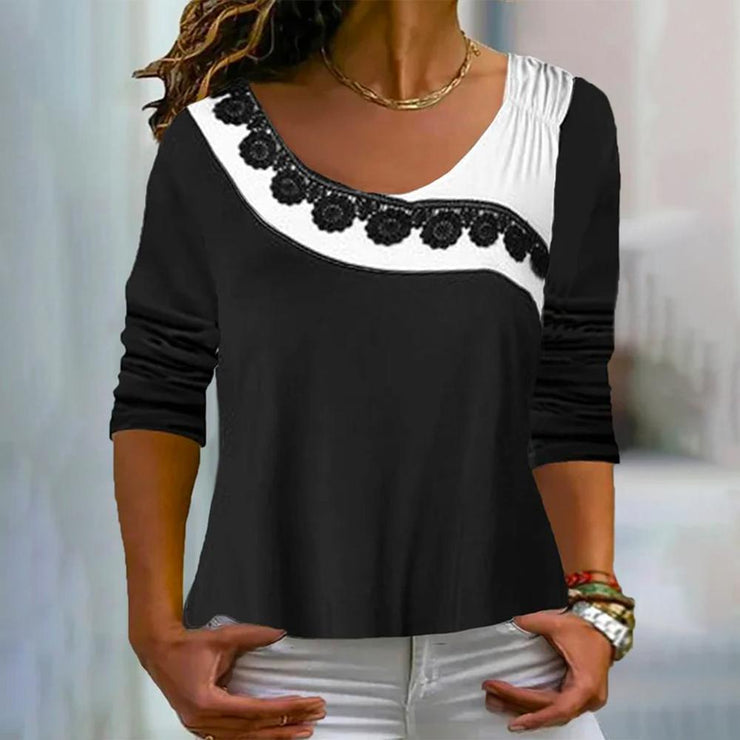 Black and white long sleeve top