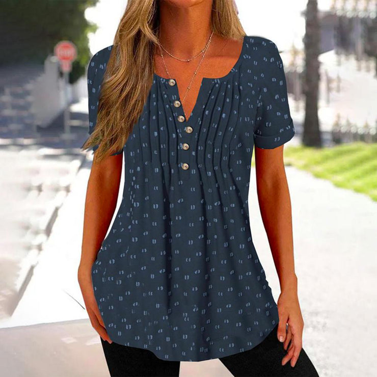 Short-sleeved retro top with print