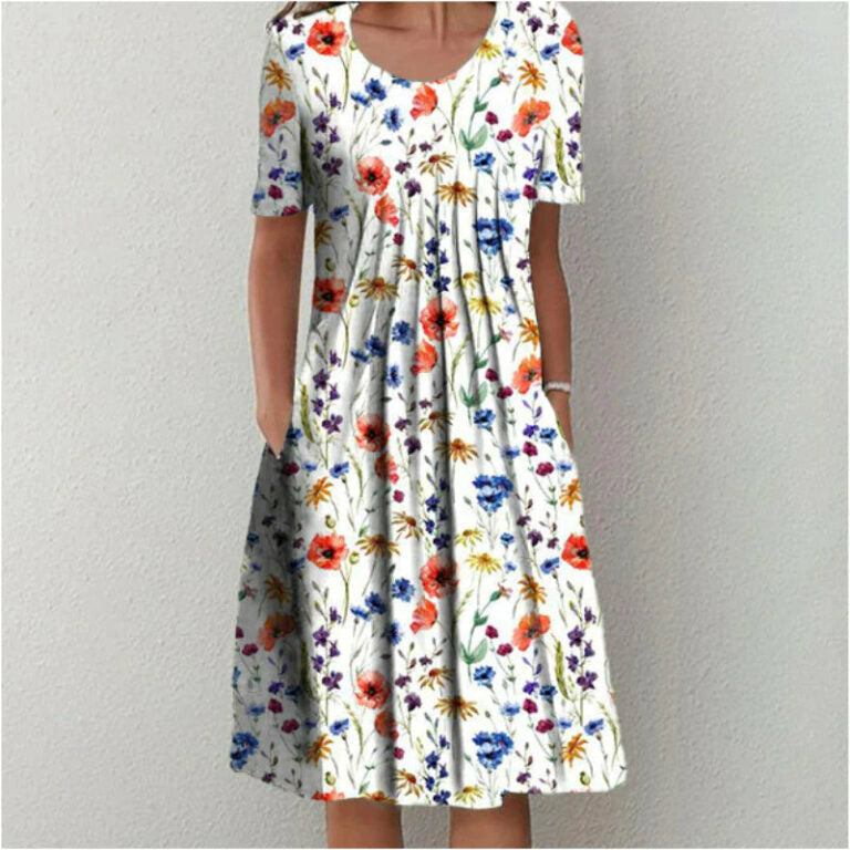 Spring magic dress with vibrant floral pattern