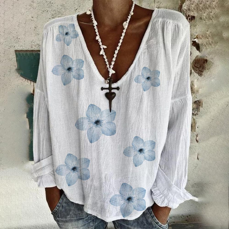 Long sleeve top with fresh floral print