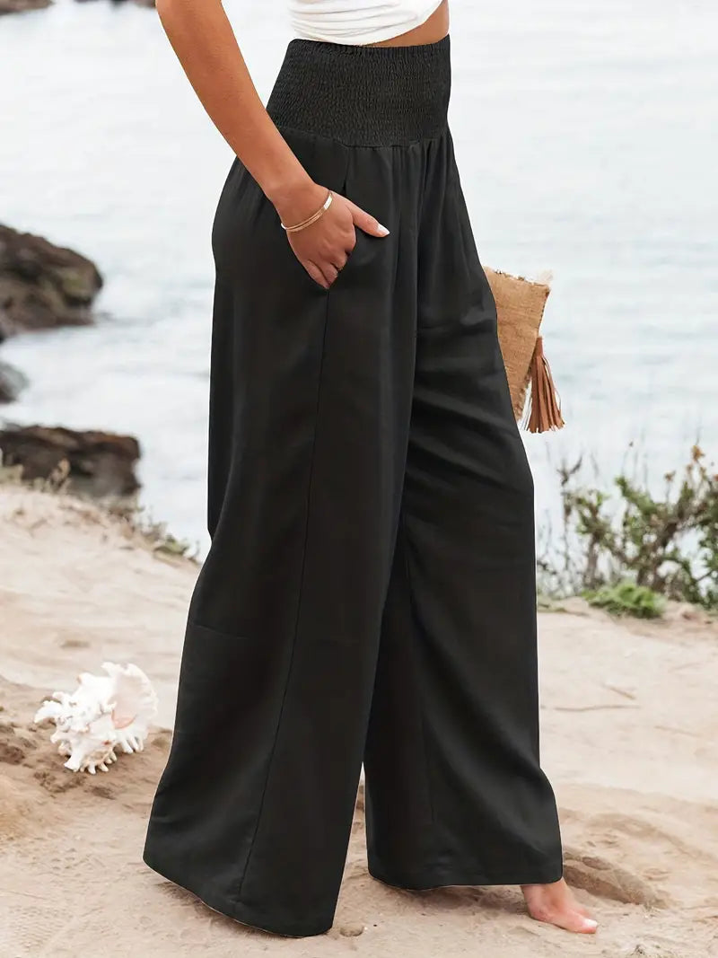 Black Elegant Casual Beach Palazzo Pants