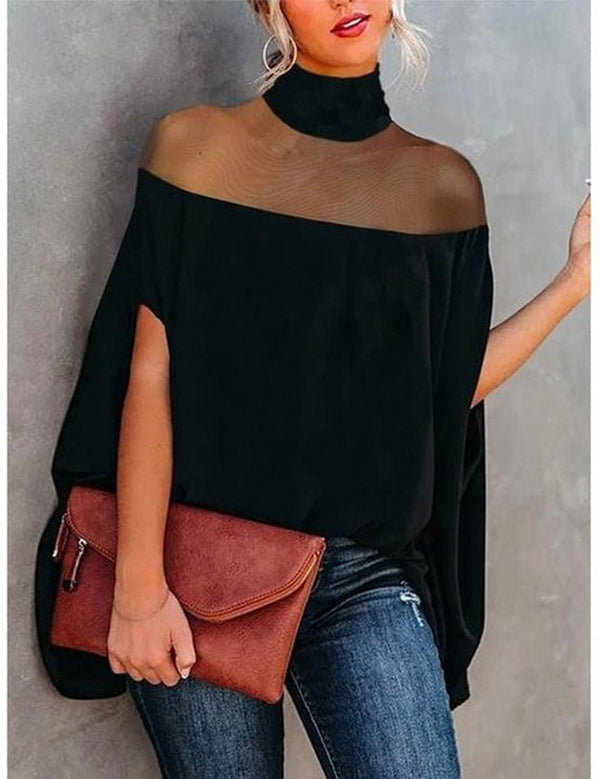 Asymmetrical high neck cape