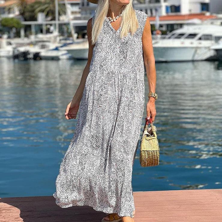 Baggy V Neck Sleeveless Maxi Dress