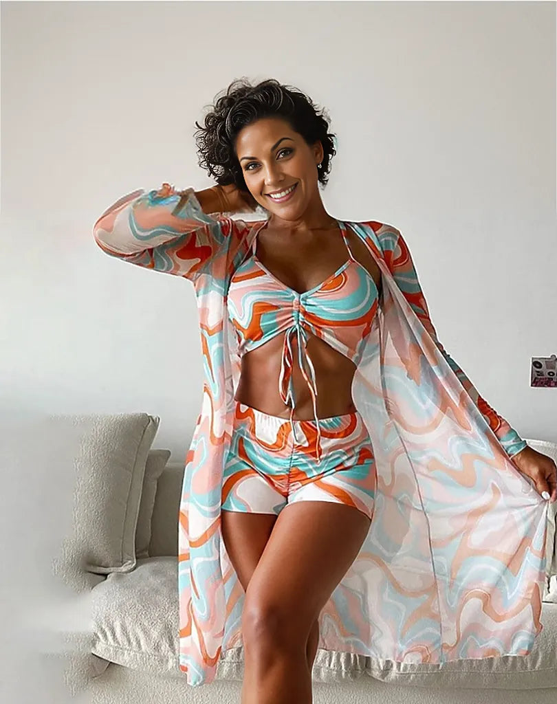 Breathtaking swimwear with orange print