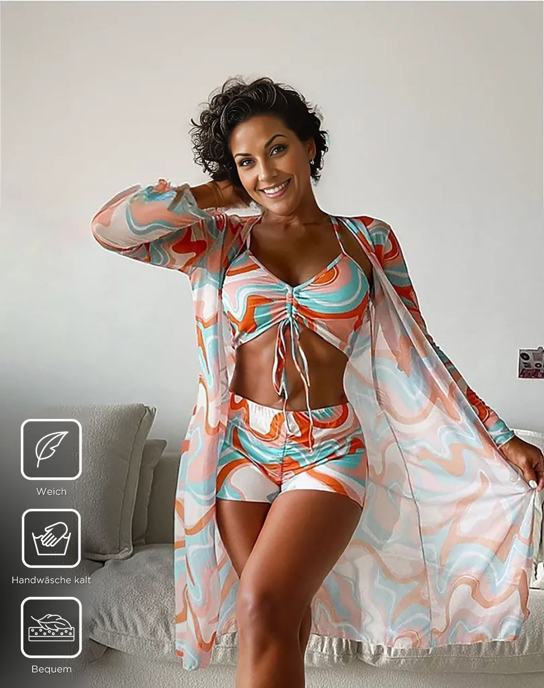 Breathtaking swimwear with orange print