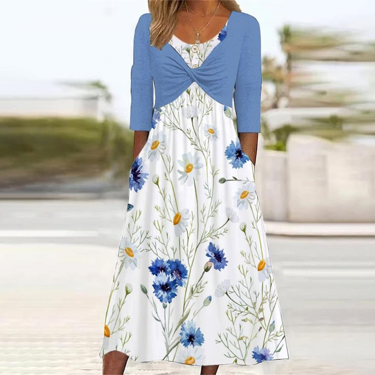 Juvenile blue midi dress with side pockets