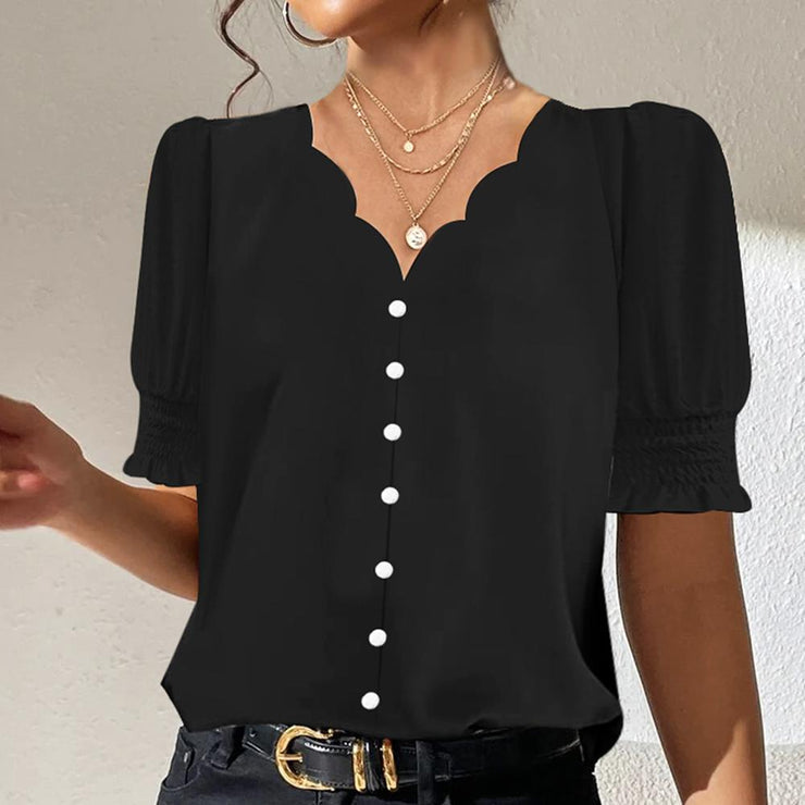 Black basic top with short sleeves