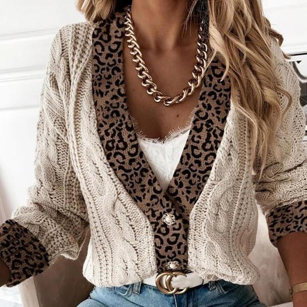 Cozy Glam Leopard Cable Knitted Sweater