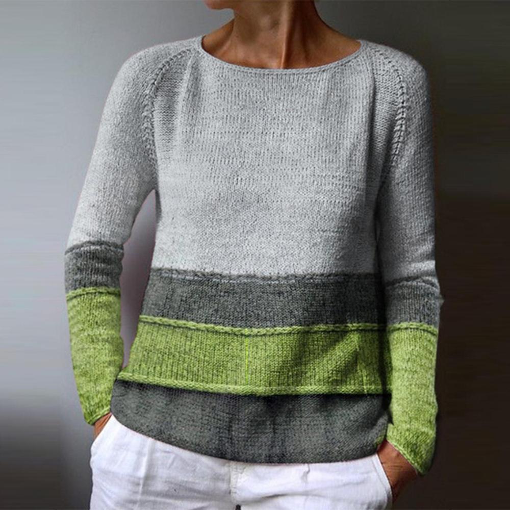 Modern grey sweater with color block