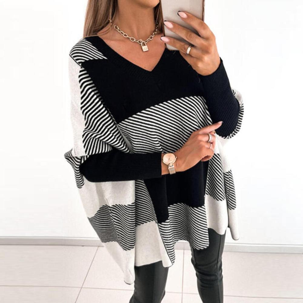 V-neck sweater with stripe print