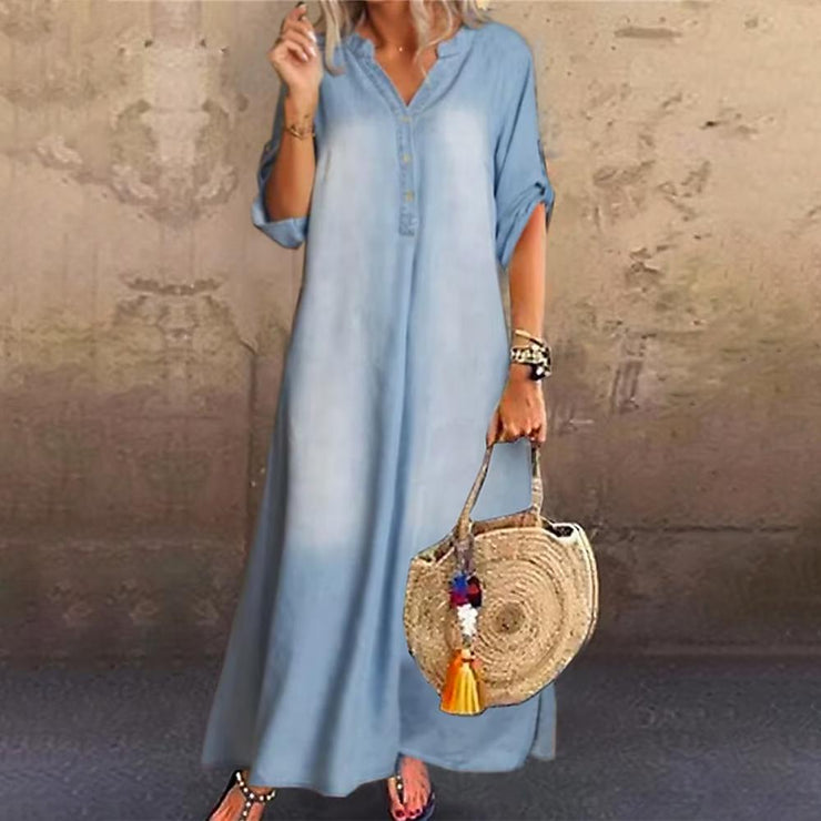 Blue maxi dress with half sleeves