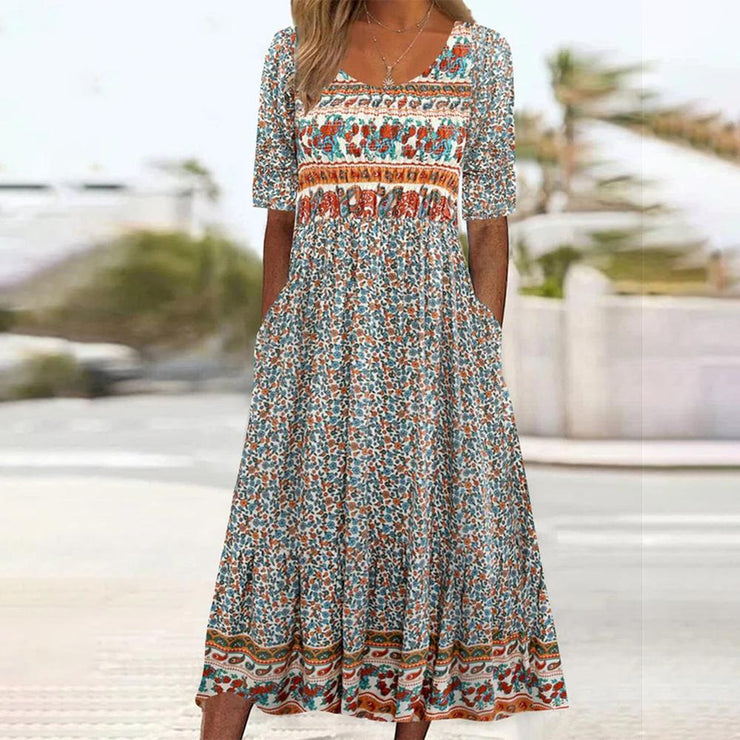 Special midi dress with round neck