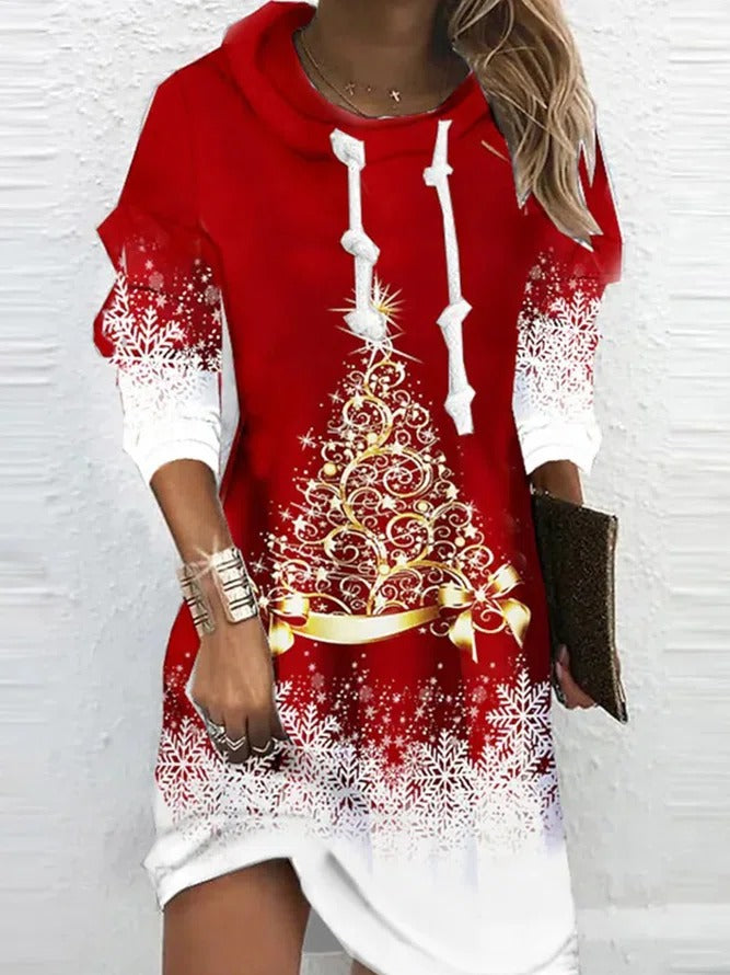 Eye-catching hoodie mini dress with print