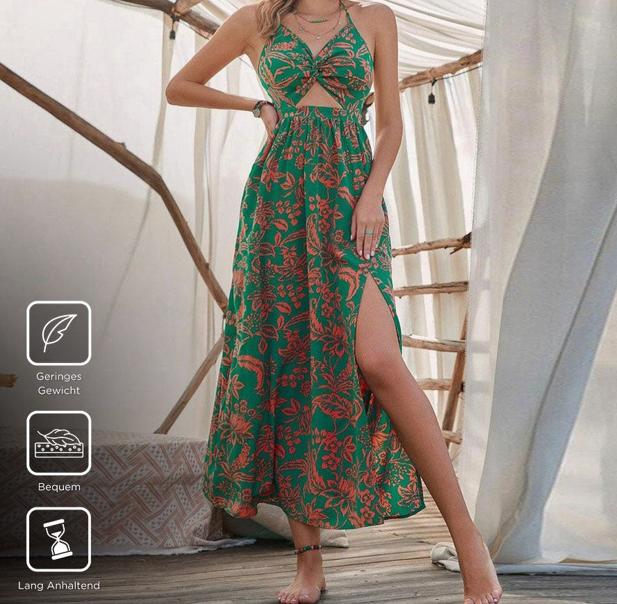 Attractive sleeveless print maxi dress