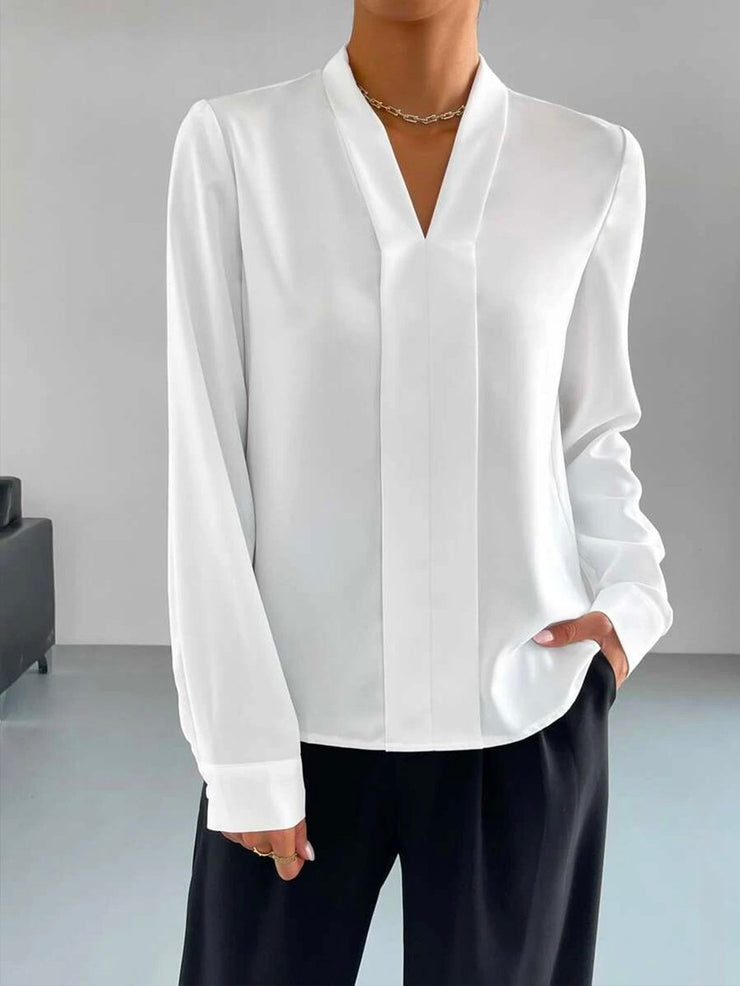 White plain top with V-neck