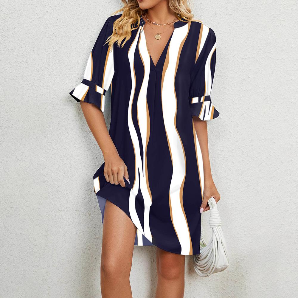 Chic blue print mini dress