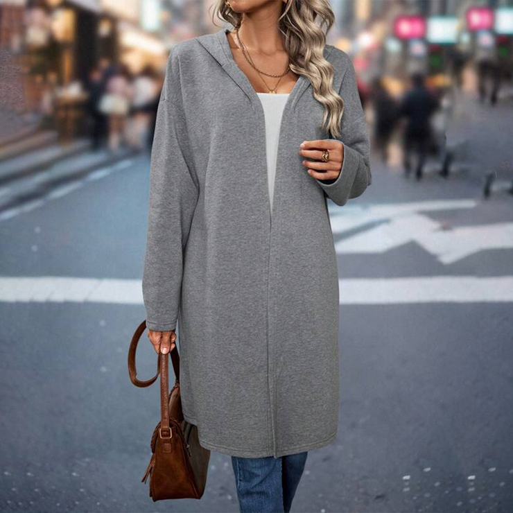 Grey solid color hoodie Outerwear