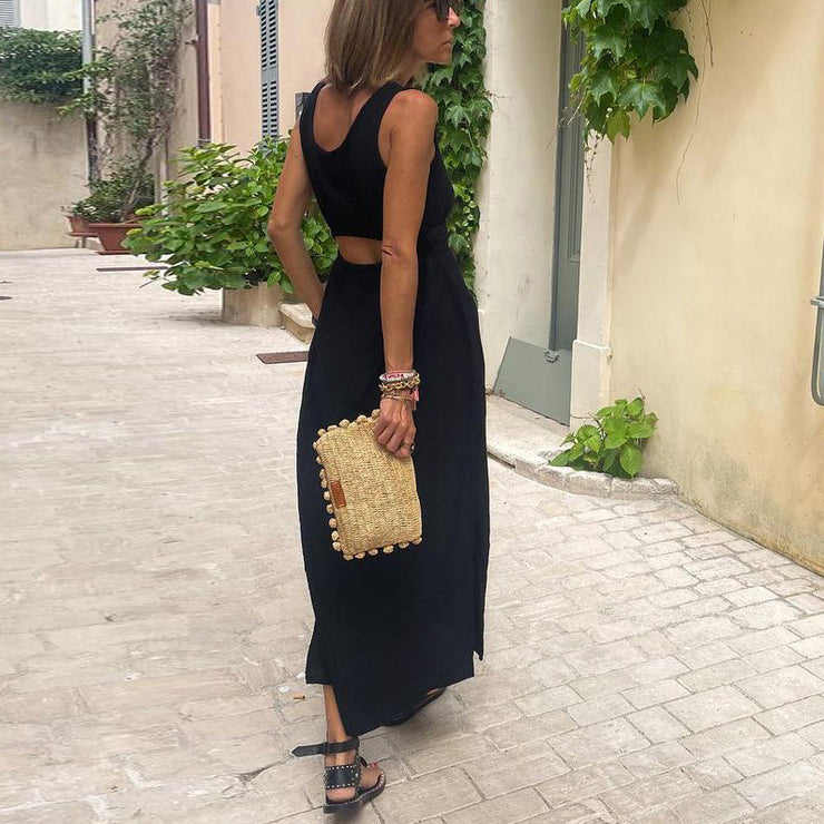 Cool sleeveless black maxi dress