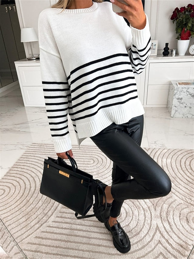 Black and white striped sweater