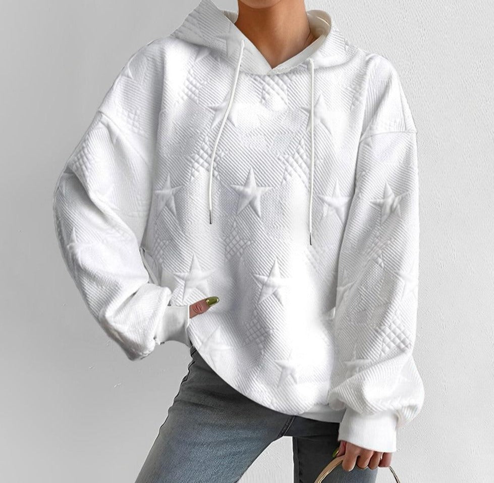 White monochrome sweatshirt with long sleeves