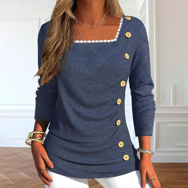 Comfortable long sleeve top with square neckline