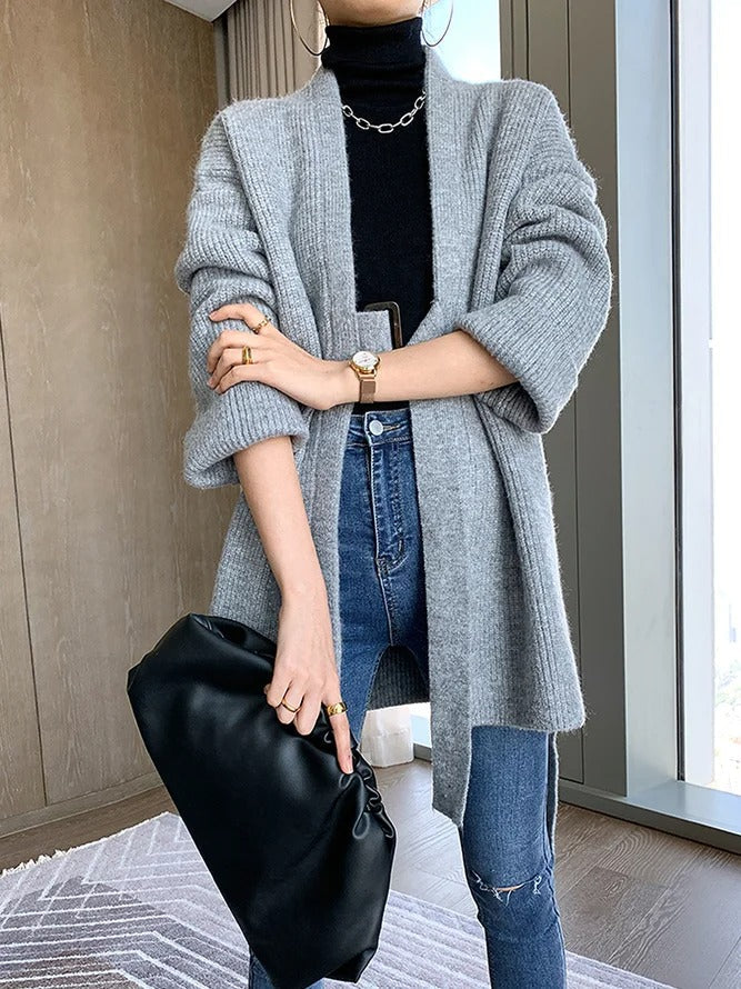 Comfortable grey solid color sweater