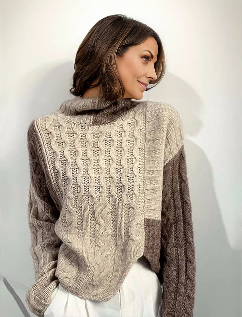 Coffee colored sweater with high neckline