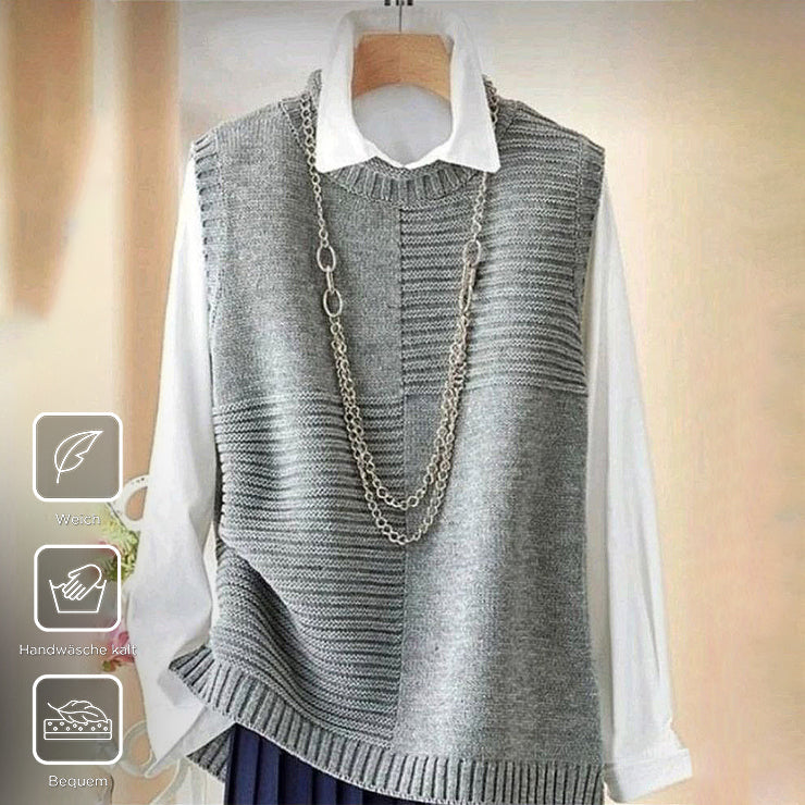 Grey sleeveless solid colour sweater