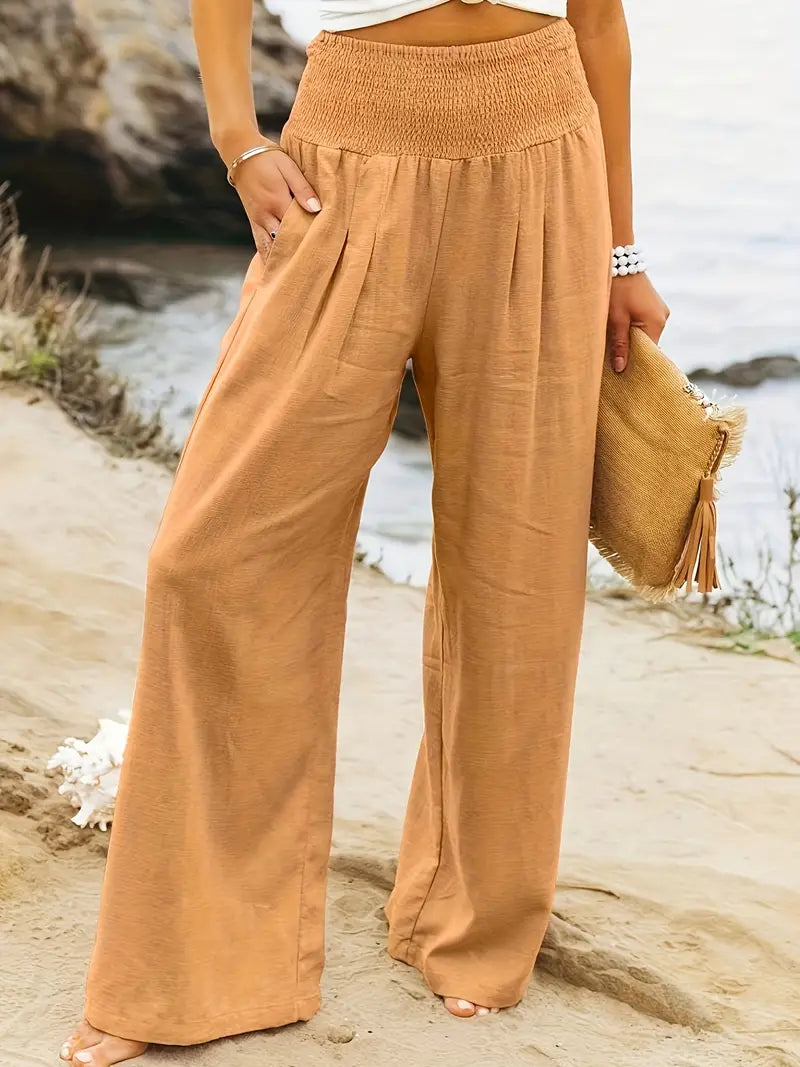 Safari Chic Linen Wide Leg Summer Pants