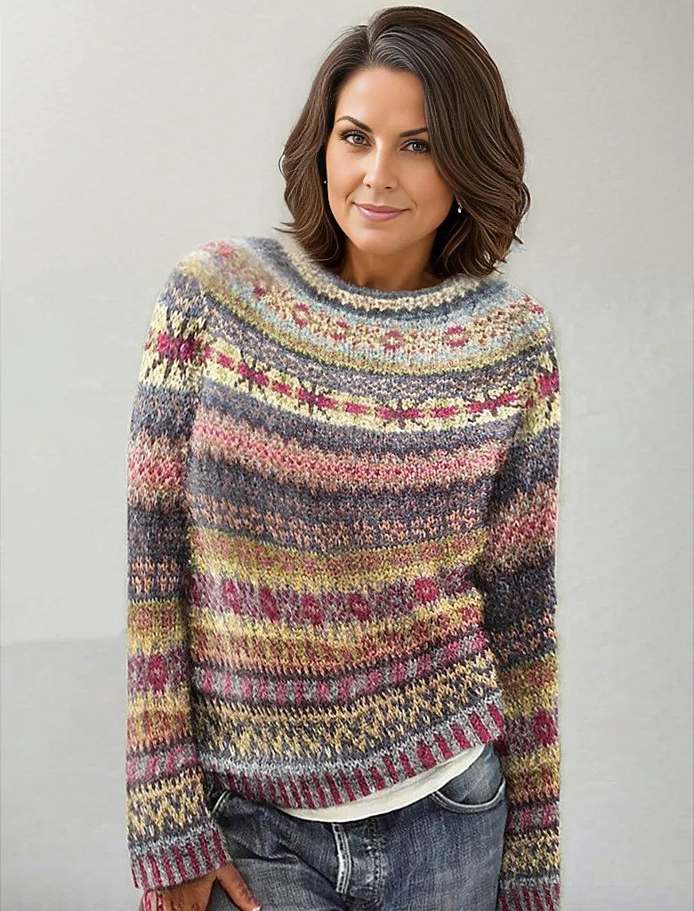 Elegant Print Multicolor Sweater