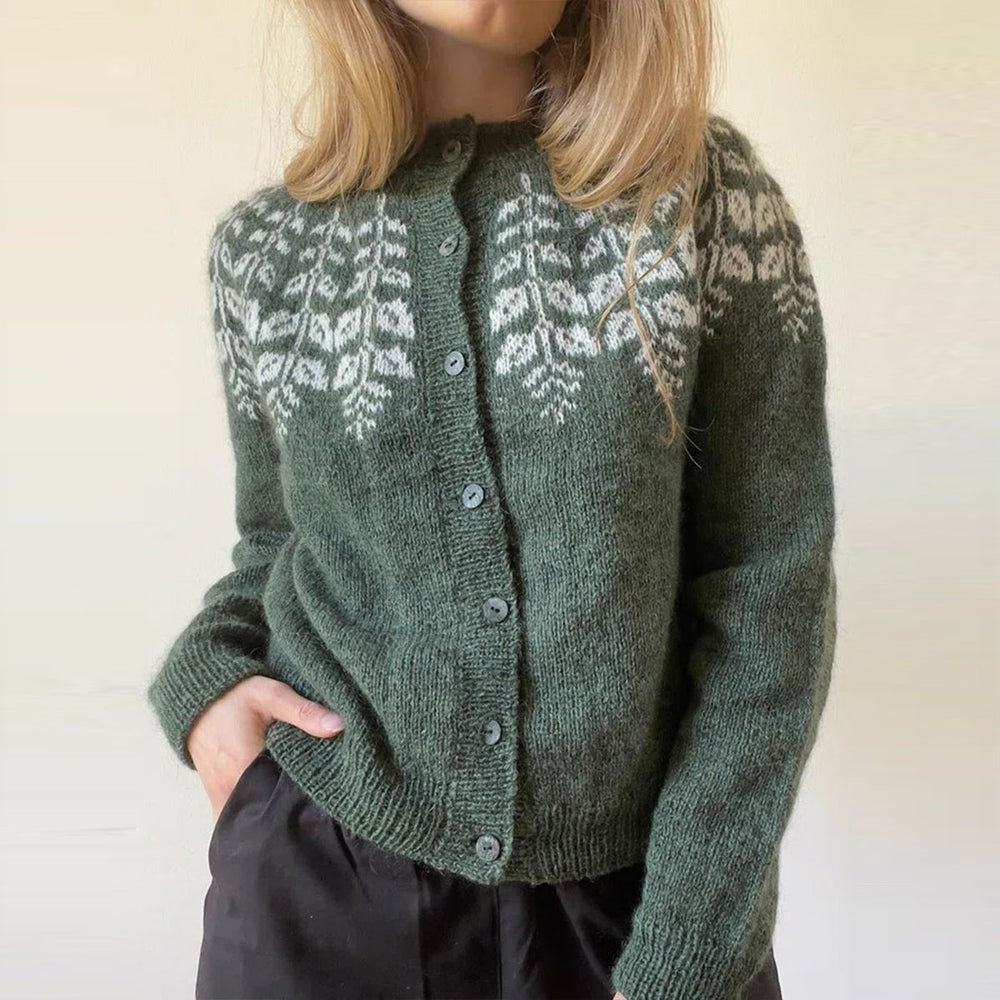 Green long sleeve sweater with print