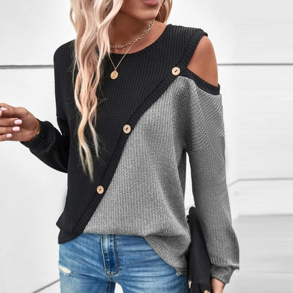 Stylish Color Block Long Sleeve Top