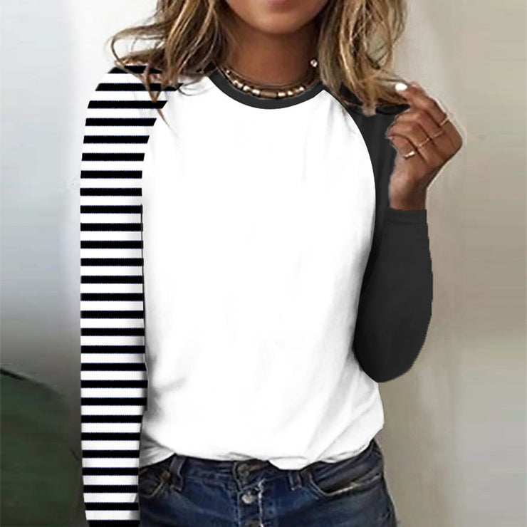 Stylish striped top with color block pattern