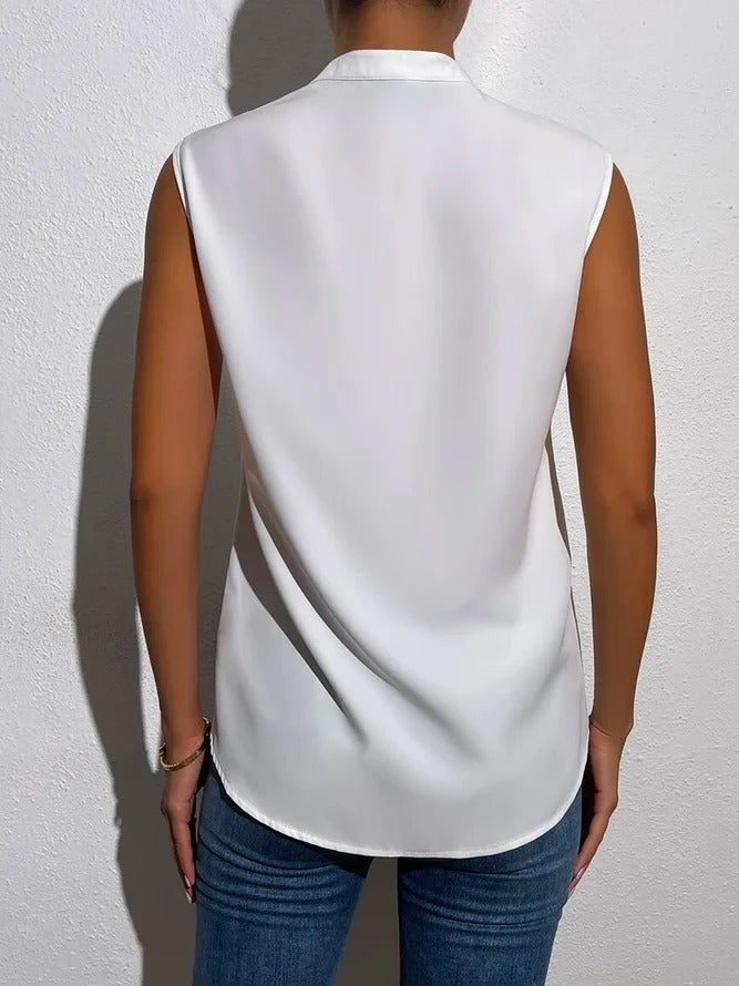 Simple white sleeveless monochrome top