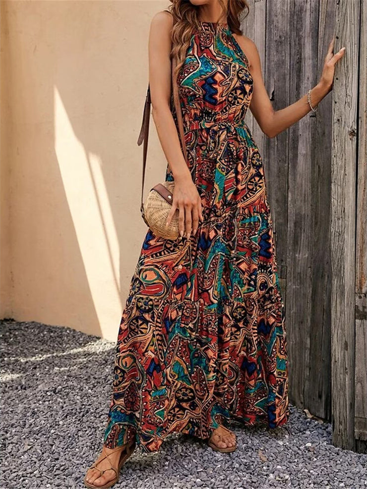 Special print halter maxi dress