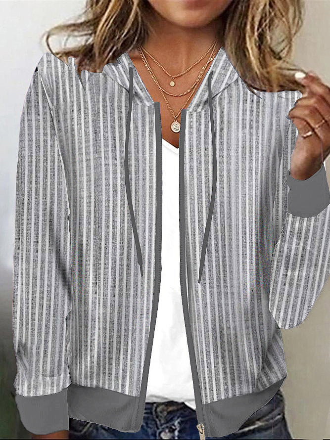 Modern striped long sleeve hoodie Outerwear