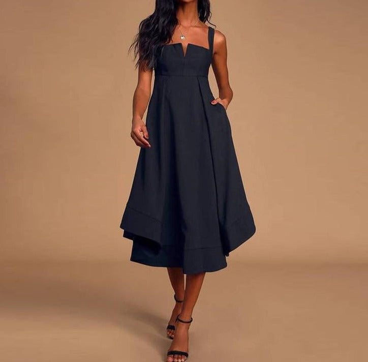 Chic midi dress with empire waist and straps