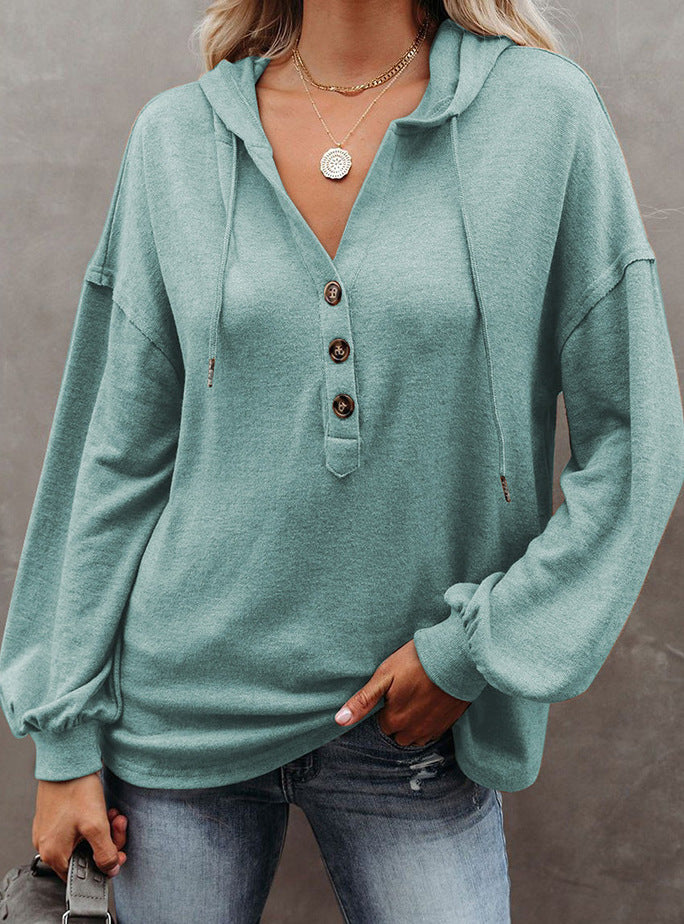 Turquoise Solid color sweatshirt with long sleeves