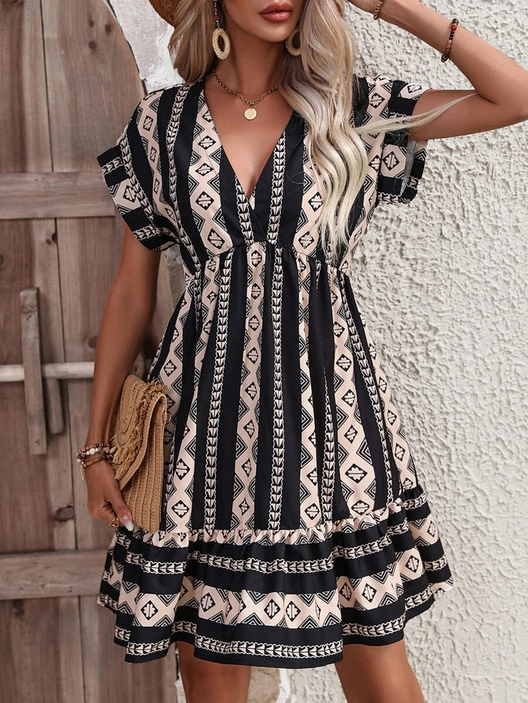 Modern mini dress with short sleeves