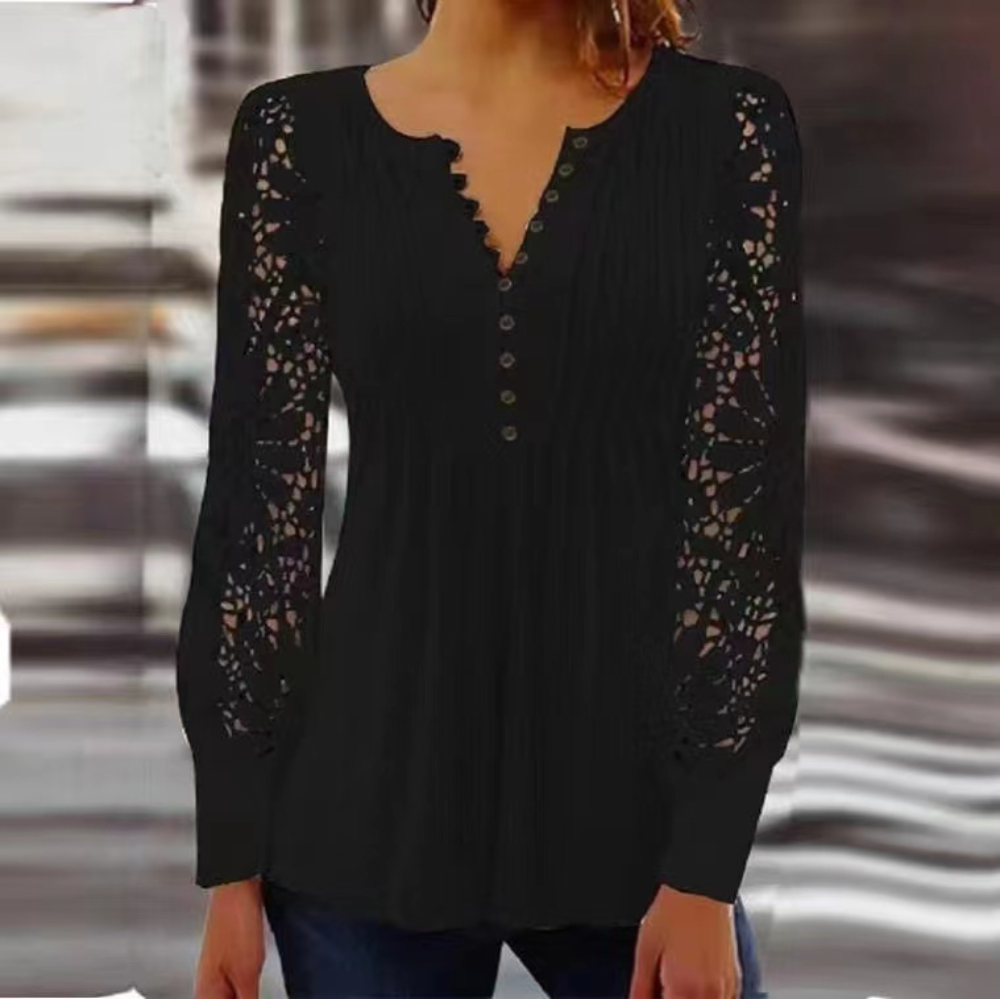 Elegant long sleeve plain black top