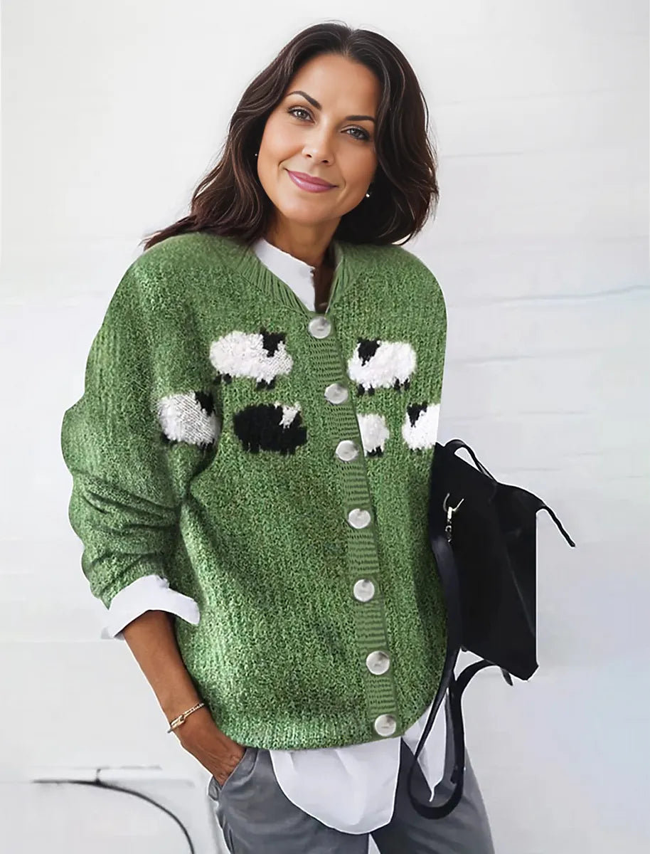 Green long sleeve sweater with print