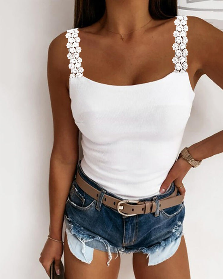 Attractive white plain sleeveless cami top