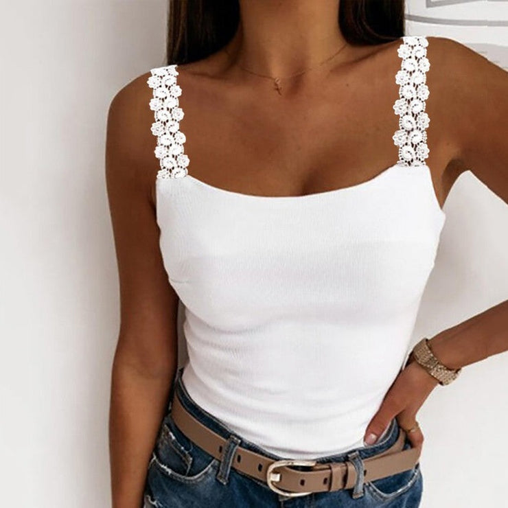 Attractive white plain sleeveless cami top