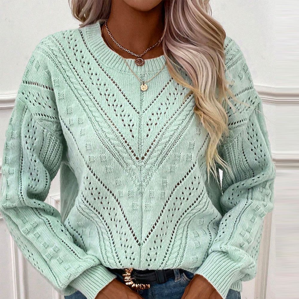 Young monochrome green long sleeve sweater