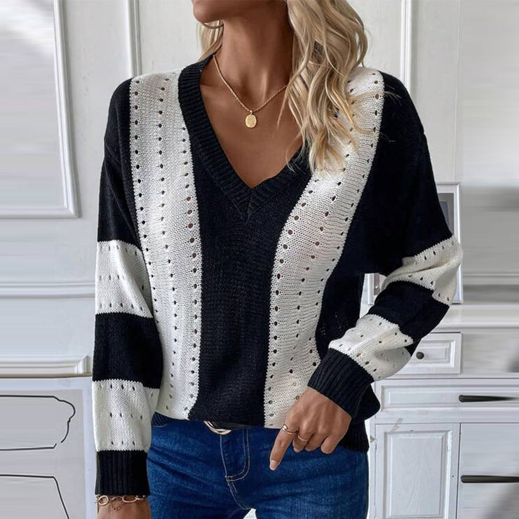 Black and white Color Block Pullover