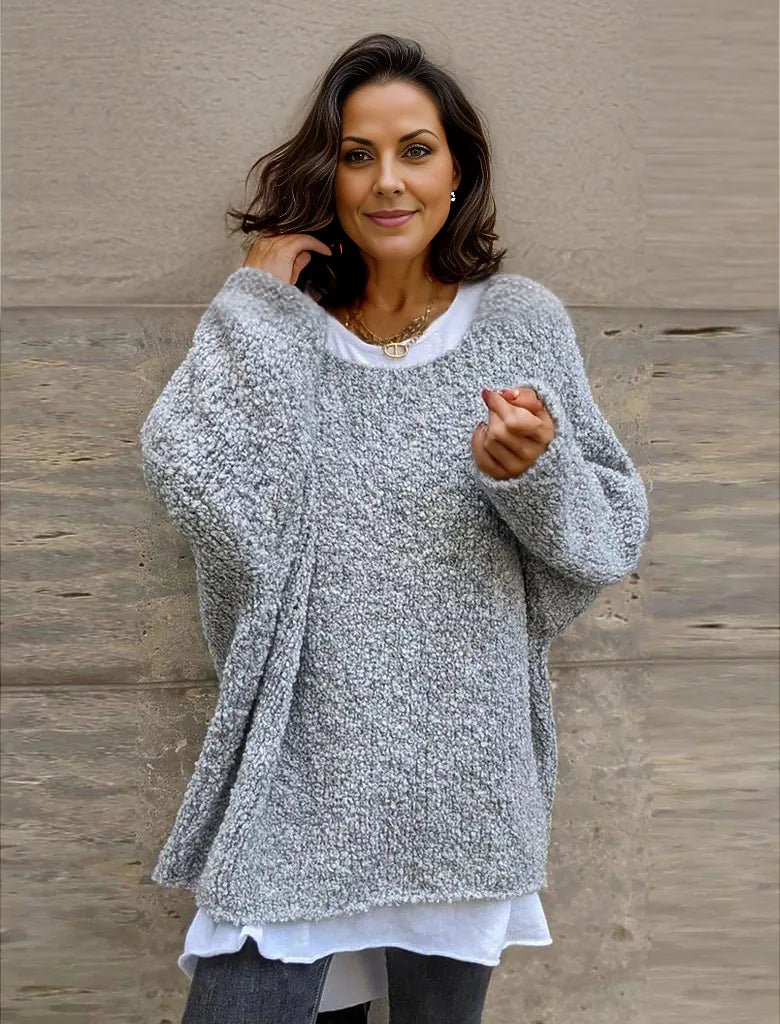 Comfortable monochrome grey crew neck sweater