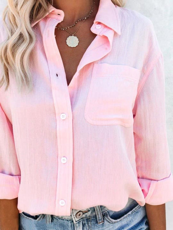 Pink long sleeve shirt with oversized shoulder straps