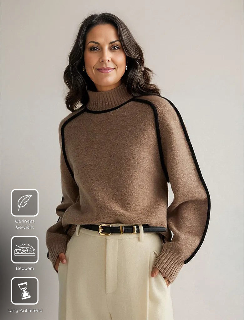 Coffee sweater with high neckline